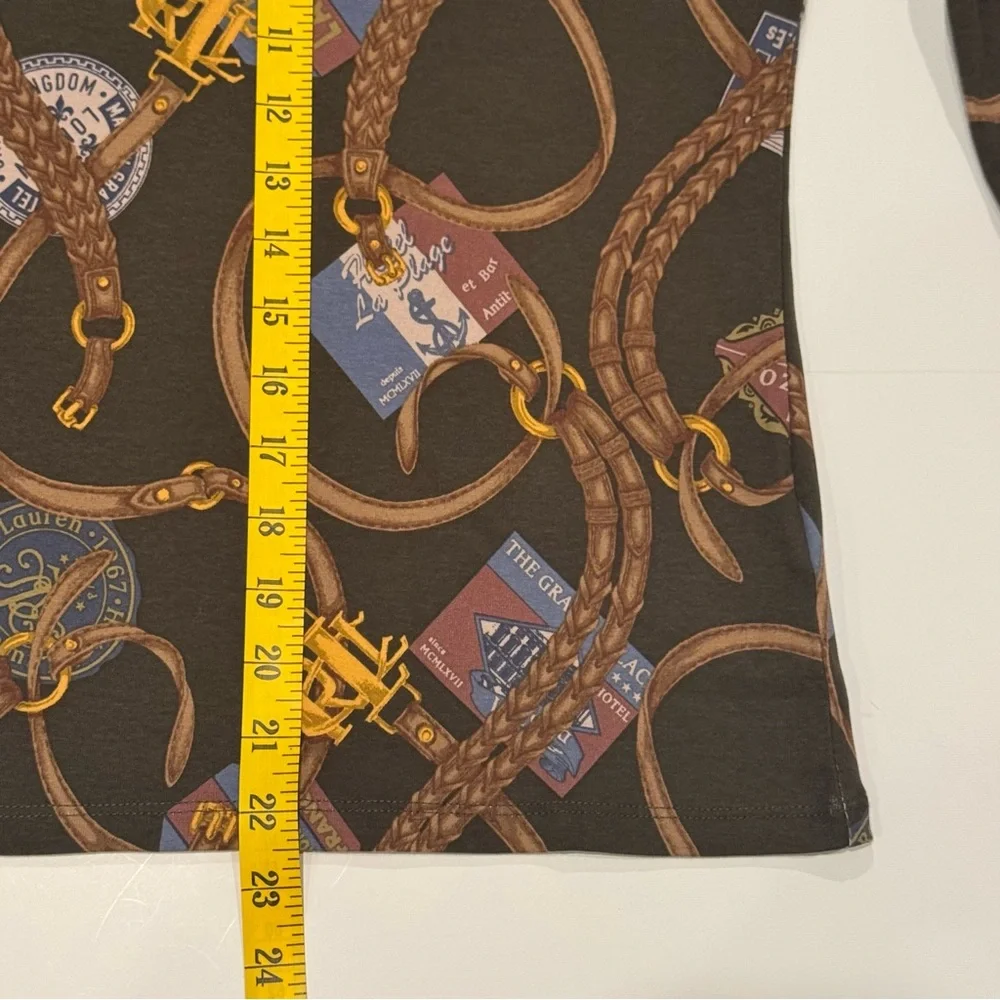 NWT LAUREN RALPH LAUREN Belting-Print Long-Sleeve Cotton Tee Size PM - Picture 11 of 13